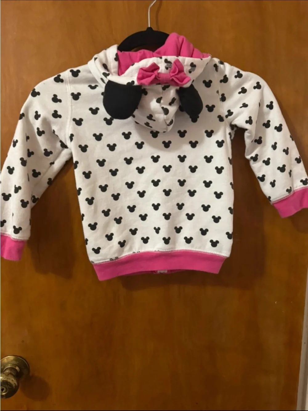 Disney Minnie Mouse White Zip Hoodie with Pink Accents